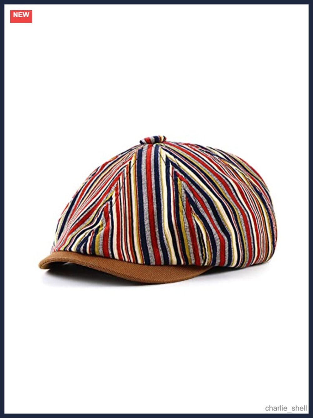 Men's Cotton Striped 8 Panel Newsboy Cap Cabbie Beret Hat Outdoor